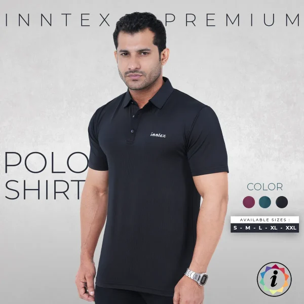 Inntex Premium Solid Polo Shirt - Solid Black